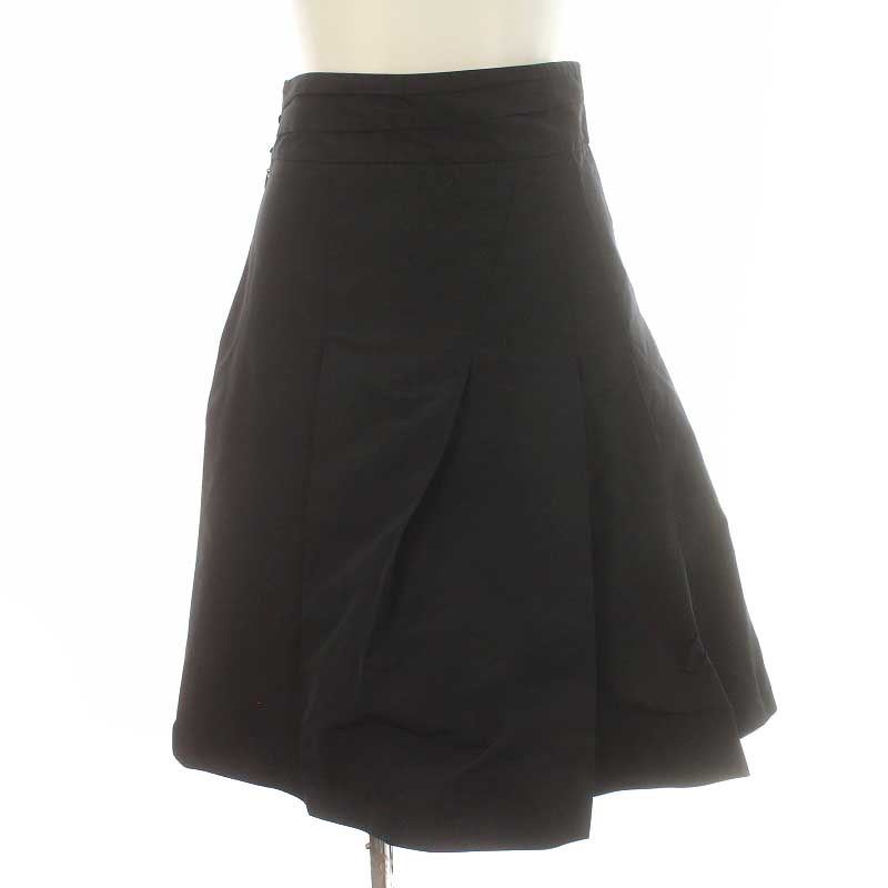 ジルサンダー JIL SANDER NAVY プリーツスカート ひざ丈 変形 32 XS 紺 