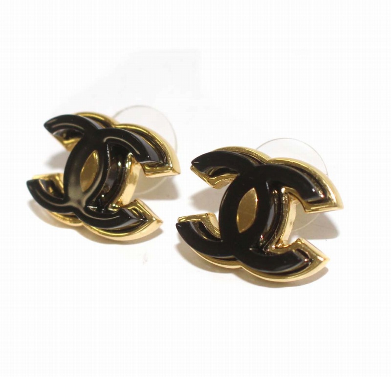 シャネル CHANEL 23年製 B23K ココマーク ピアス 黒 ブラック ゴールド  