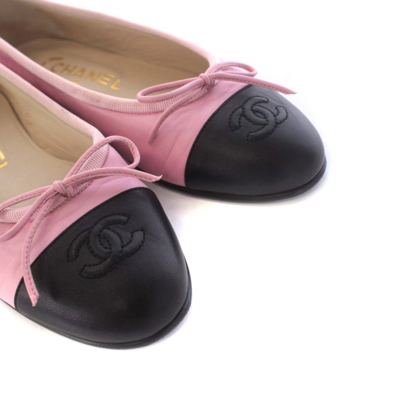 CHANEL シャネル パンプス ココマーク リボン バイカラー 35C