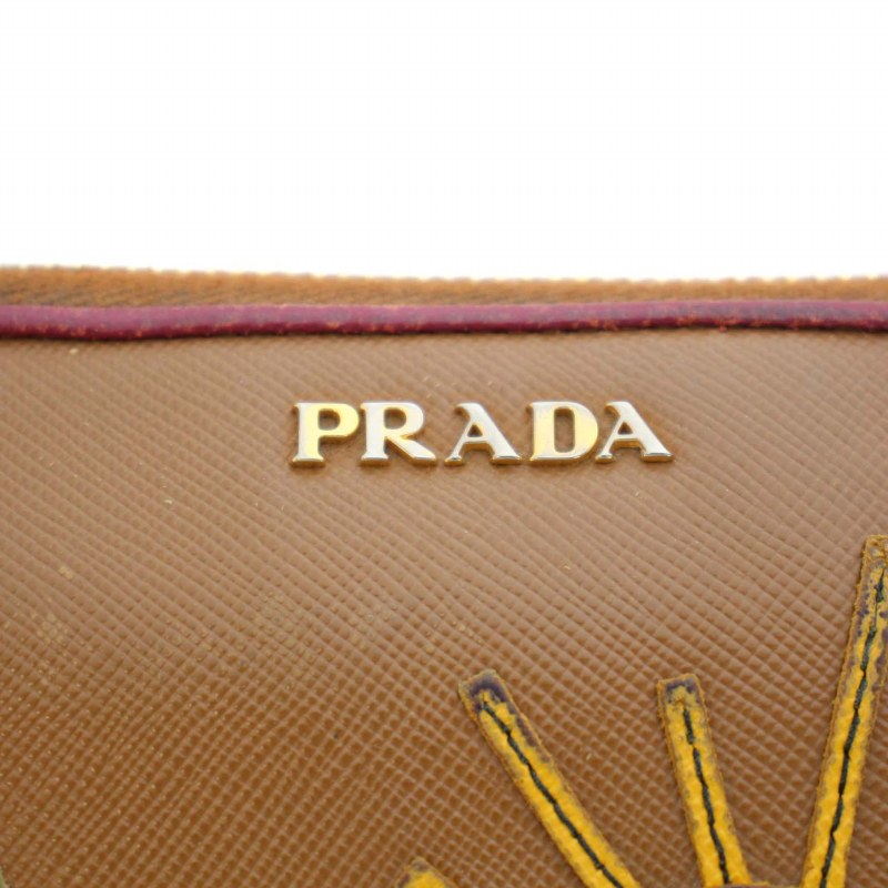 プラダ 長財布 ラウンドファスナー ヤシの木 太陽 レザー マルチカラー 新品）プラダ PRADA ラウンドファスナー長財布 ナイロンキルティング