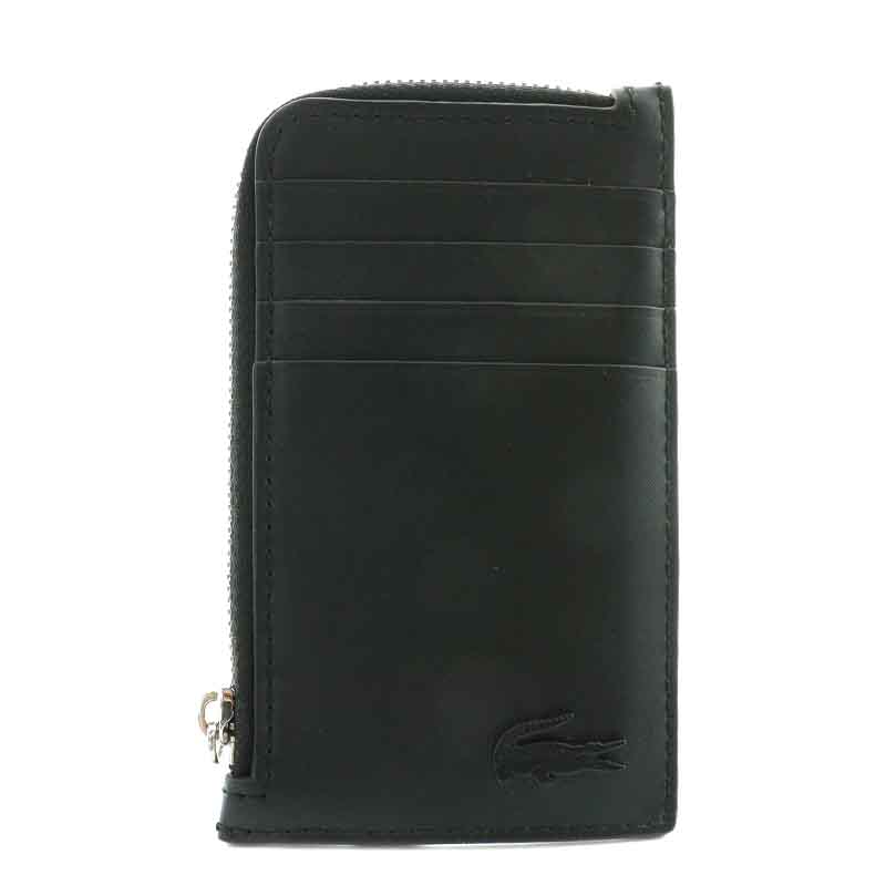 ラコステ LACOSTE 小銭入れ コインケース カードケース レザー ロゴ 黒