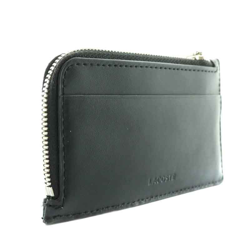 ラコステ LACOSTE 小銭入れ コインケース カードケース レザー ロゴ 黒