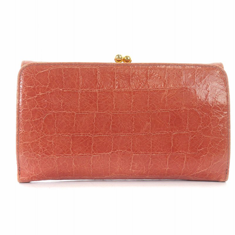 ミュウミュウ miumiu 財布 二つ折り がま口 パテントレザー クロコ調 