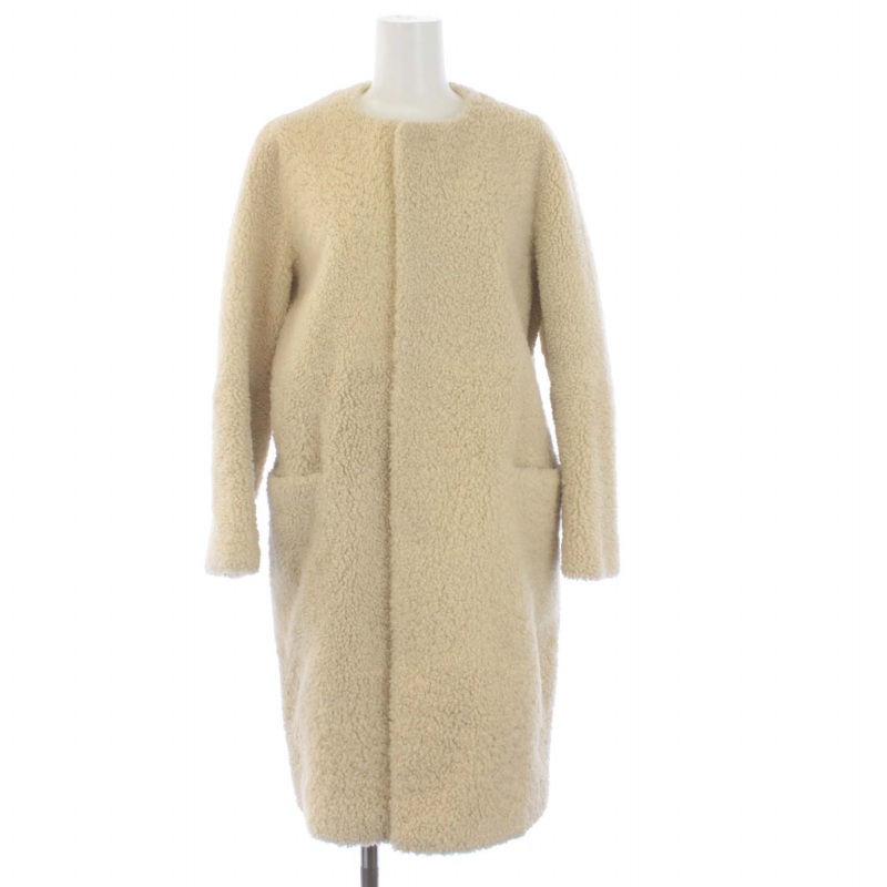 ドゥロワー Drawer ムートンコート アウター ロング ノーカラー 36 S  