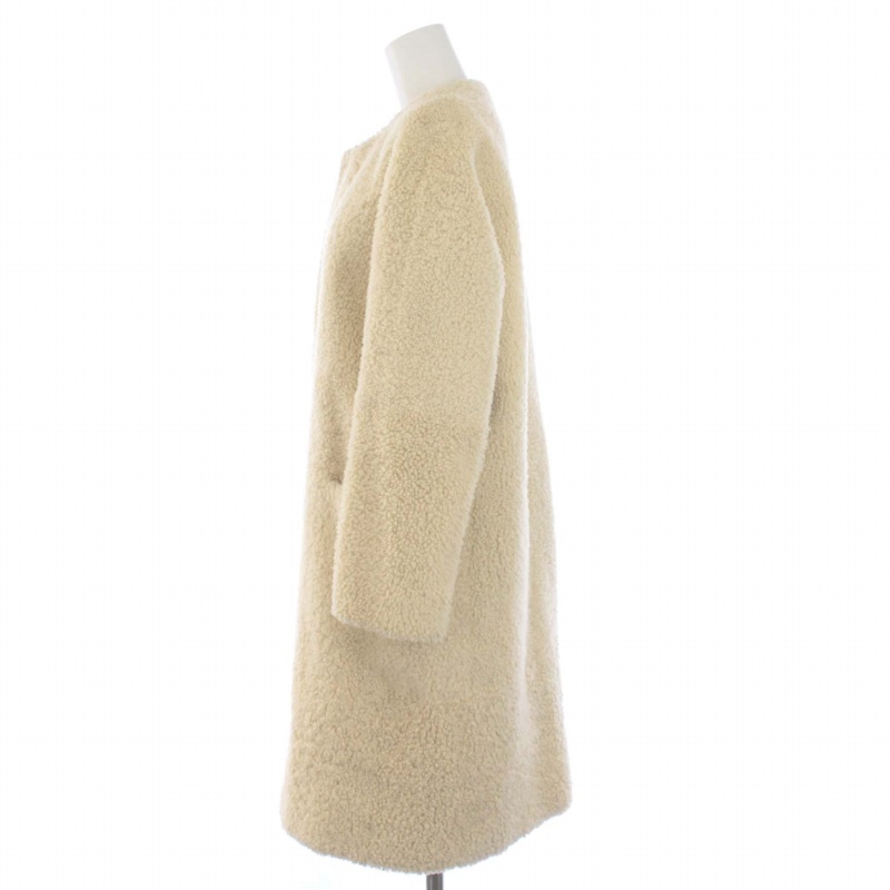 ドゥロワー Drawer ムートンコート アウター ロング ノーカラー 36 S  