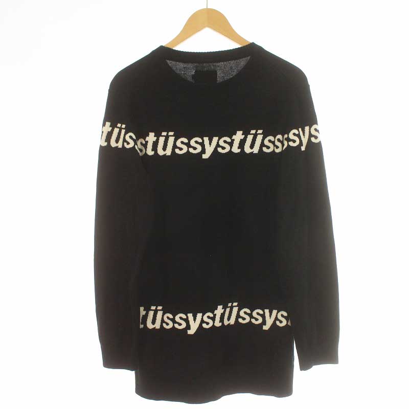 ステューシー STUSSY ニット セーター 長袖 クルーネック S 黒 