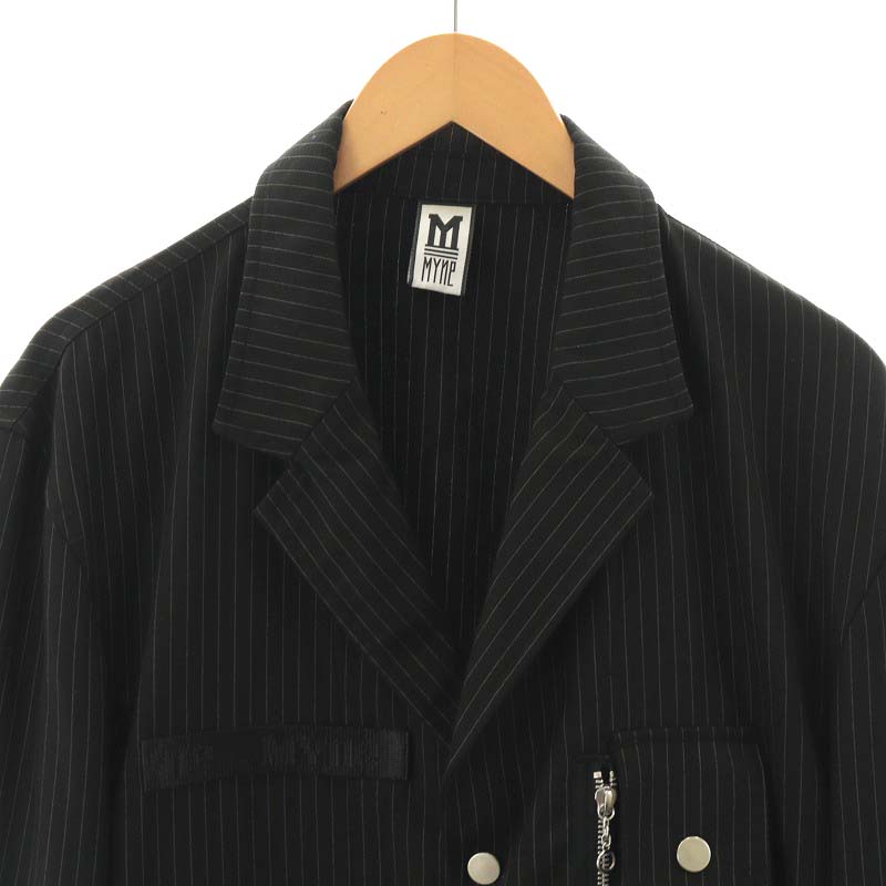 myne マイン ジャケット ストライプ柄 L 黒 ブラック /AN21 メンズ 081