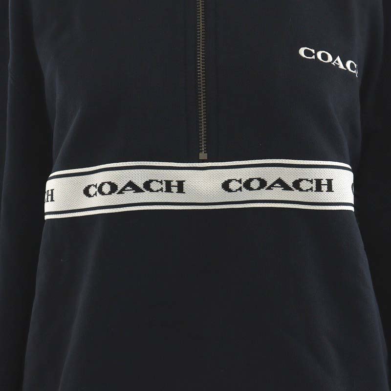 コーチ COACH スウェット トレーナー ロゴ ハーフジップ S 紺