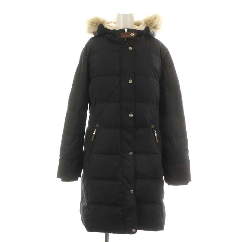 ネイビー ロングダウンジャケット ファー付き ローレンラルフローレン