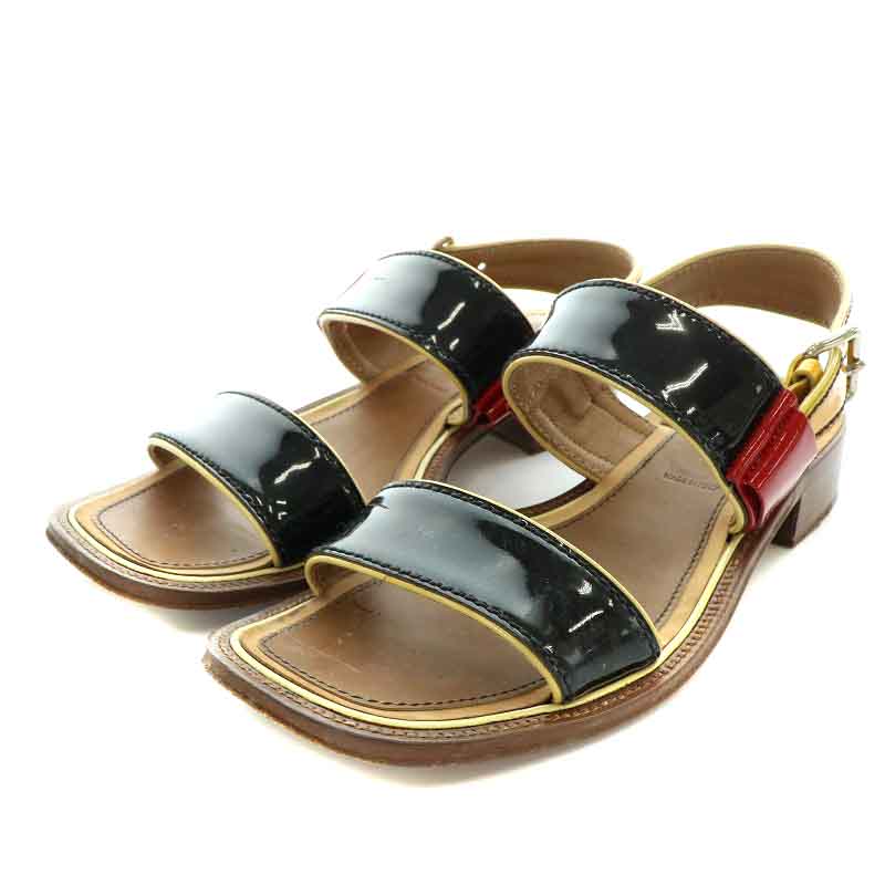 箱つき美品✨PRADA スウェードサンダルロゴ　チャンキーヒール　36 パープル 箱つき美品✨PRADA スウェードサンダルロゴ チャンキーヒール 36