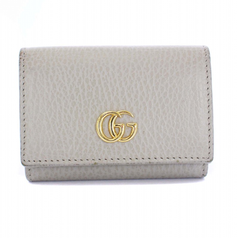 グッチ GUCCI ダブルG ウォレット 三つ折り財布 レザー ゴールド金具 