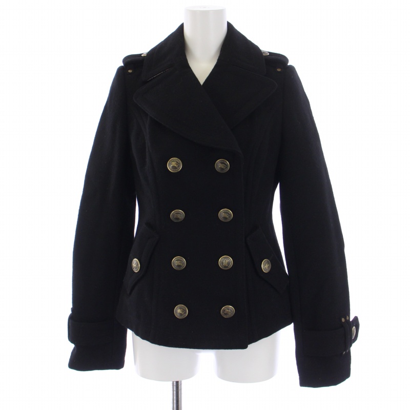 BURBERRY BLUE LABEL ブラックピーコート 38 M BURBERRY BLACK LABELの