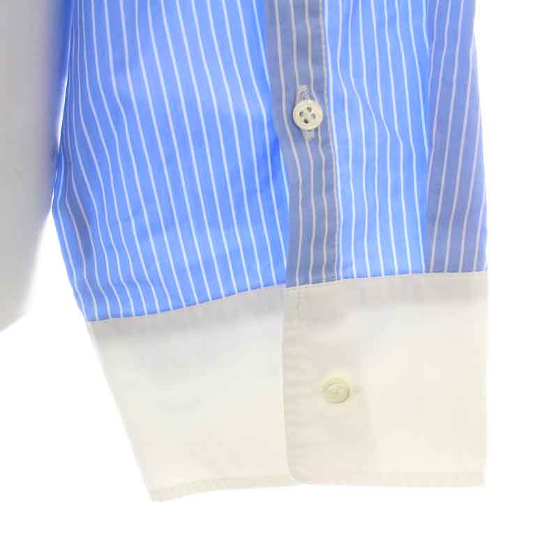 エブリデイアイライク クロップド丈 シャツ ブラウス 長袖 青 ブルー