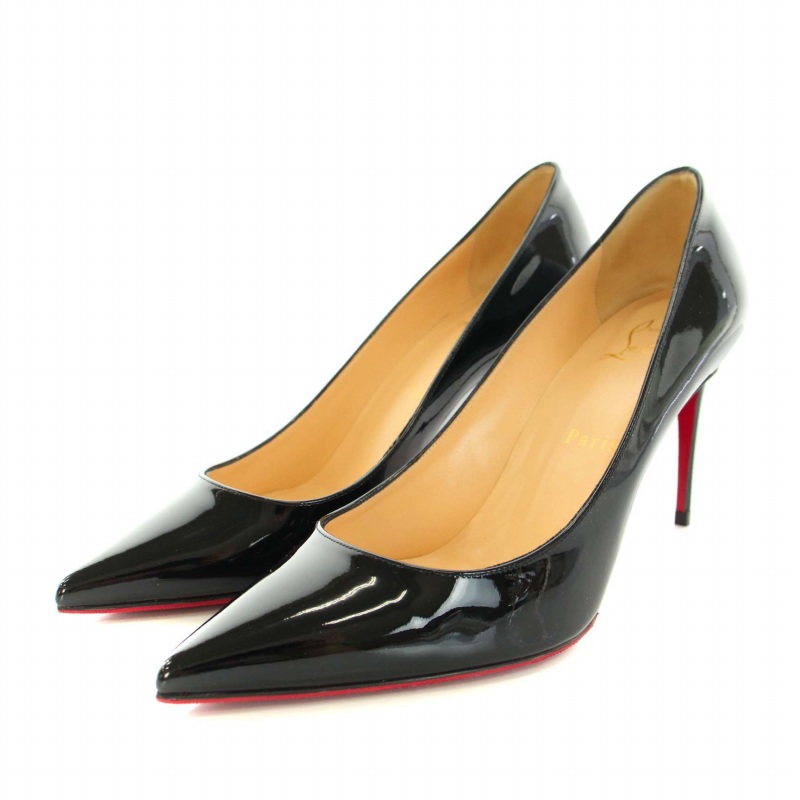 クリスチャンルブタン エナメル ポインテッドトゥ ハイヒール