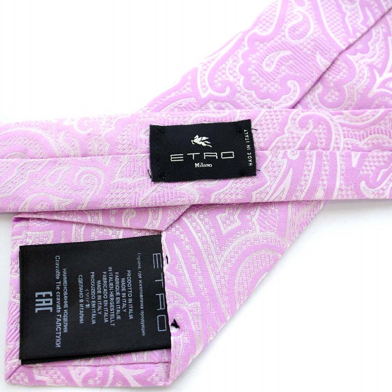 【新品未使用✨】保存袋付き！ エトロ ネクタイ ピンク ペイズリー 希少品 エトロ ETRO パターンジャガードシルクネクタイ ペイズリー柄