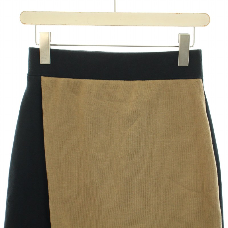 ハイク HYKE スカート ひざ丈 タイト イージー バイカラー 絹混 シルク  