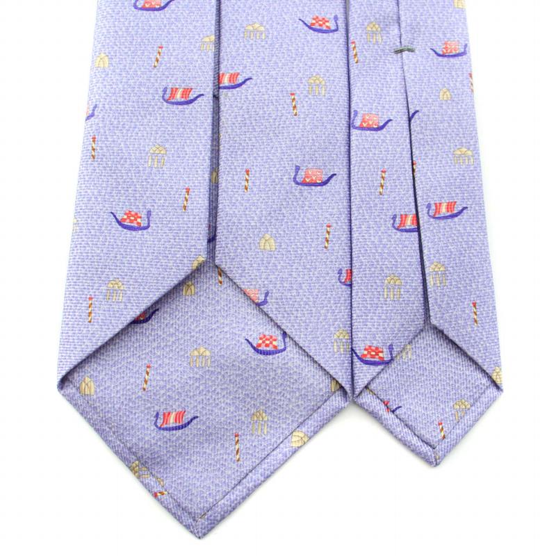 ブルガリ BVLGARI ネクタイ レギュラータイ 総柄 絹 シルク 紫