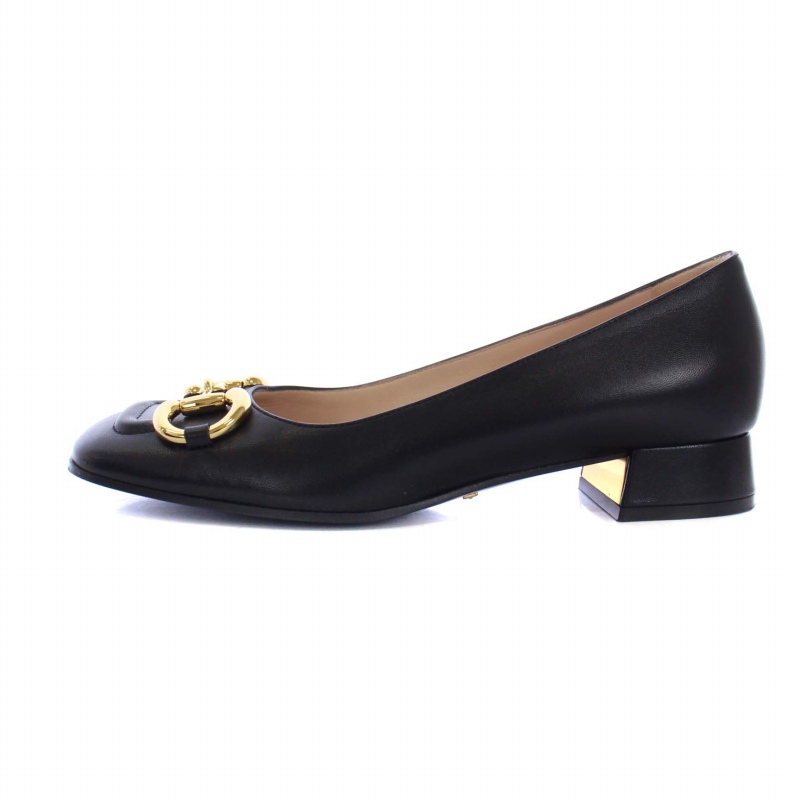 グッチ GUCCI パンプス バレエシューズ チャンキーヒール スクエアトゥ 