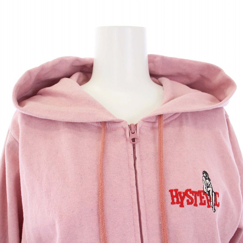 HYSTERIC ピンク ジップアップパーカー 美品 HYSTERIC GLAMOUR 長袖ジップアップパーカー ピンク S