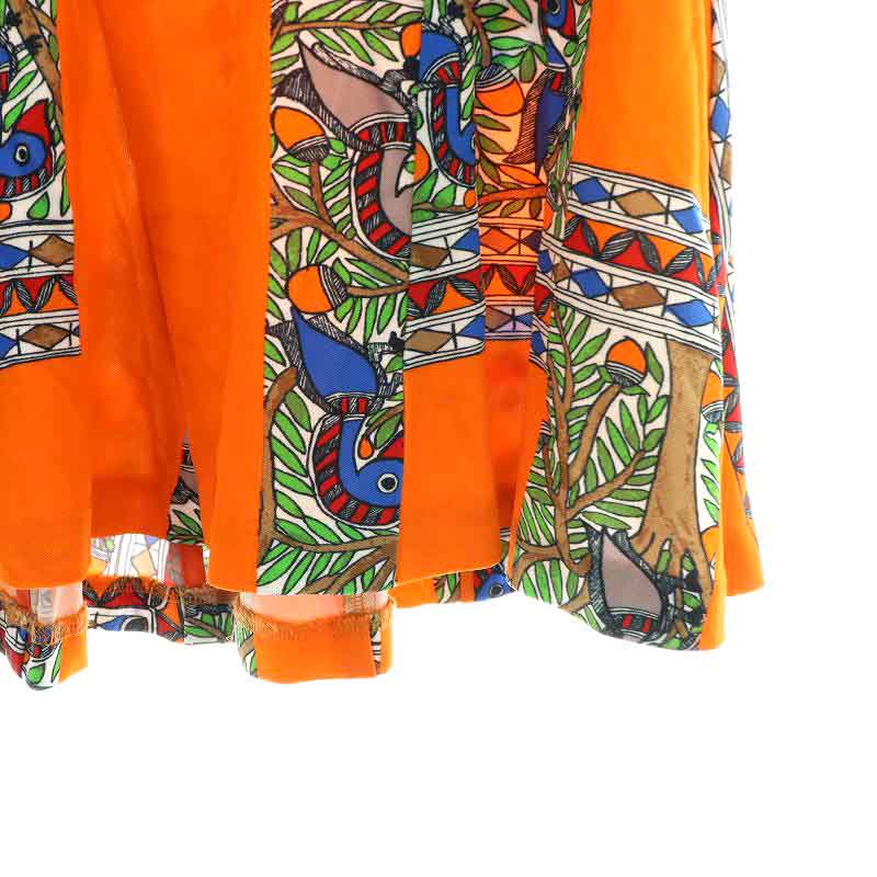 トリーバーチ TORY BURCH フレアスカート ひざ丈 総柄 鳥 バード