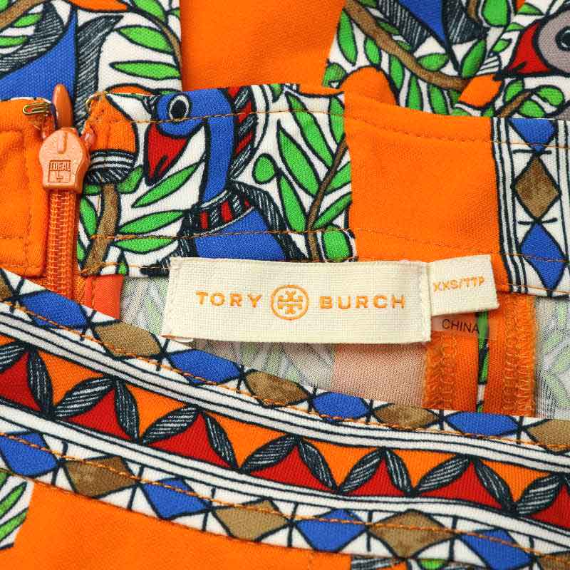 トリーバーチ TORY BURCH フレアスカート ひざ丈 総柄 鳥 バード