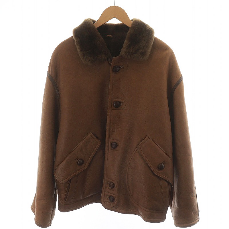 希少】コムサデモードメンラムレザージャケットブラウン