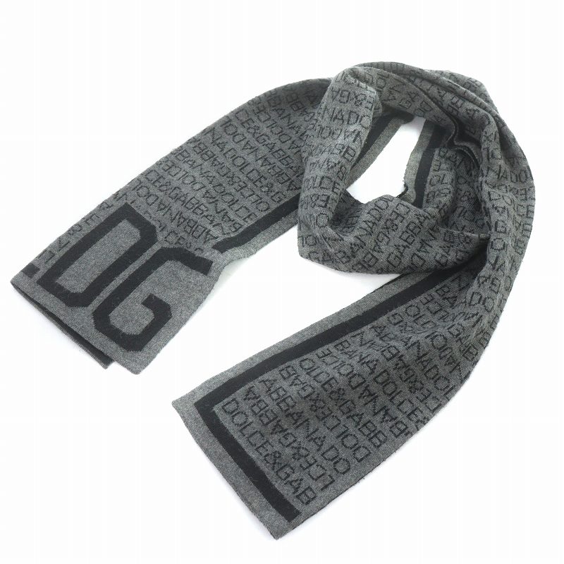 ドルチェ&ガッバーナ 編みマフラー ロゴ刺繍 ダークグレー ドルチェ&ガッバーナ 編みマフラー ロゴ刺繍 ダークグレー 【公式通販】
