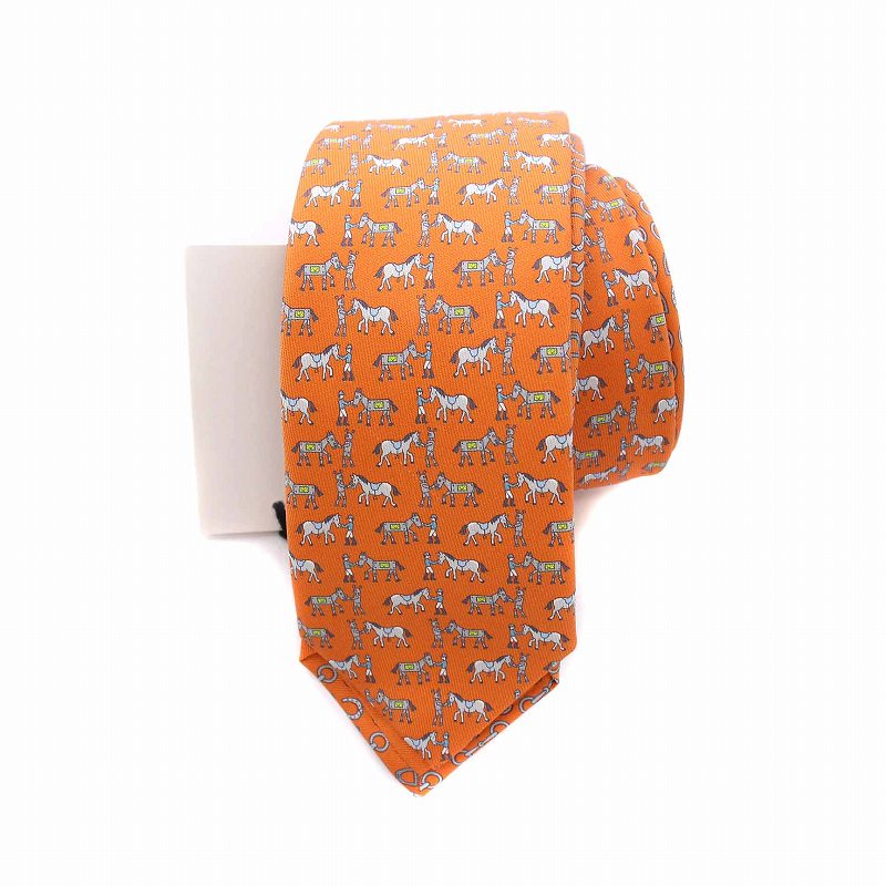 エルメス HERMES Double 6 Horse Robot & Lucky Charms tie ネクタイ 