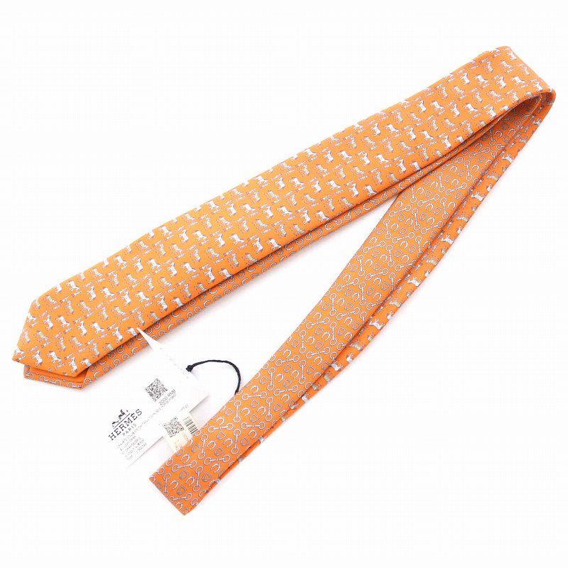 エルメス HERMES Double 6 Horse Robot & Lucky Charms tie ネクタイ 