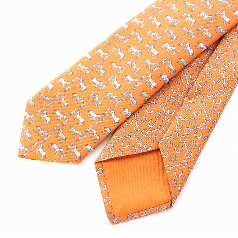 エルメス HERMES Double 6 Horse Robot & Lucky Charms tie ネクタイ 