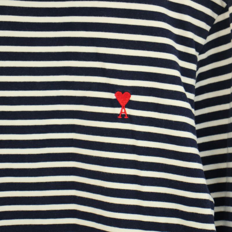 AMI ALEXANDRE MATTIUSSI 長袖ボーダーTシャツ　刺繍ロゴ AMI ALEXANDRE MATTIUSSI 長袖ボーダーTシャツ 刺繍ロゴ