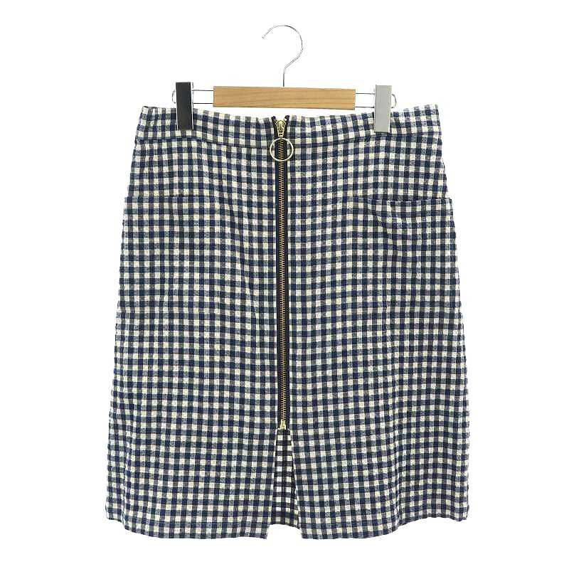 アニエスベー agnes b. スカート ひざ丈 チェック柄 フロントジップ  