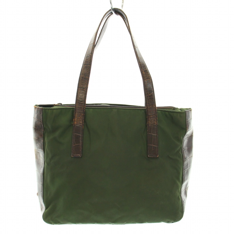 プラダ PRADA トートバッグ ハンドバッグ ナイロン レザー クロコ型 