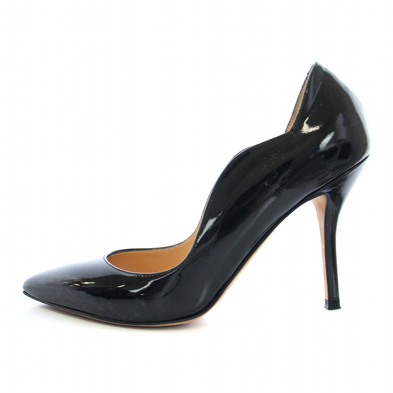 PELLICO ブラック エナメル パンプス 38 PELLICO | アネッリソレッラ エナメル パンプス 1.0cm BLACK - アマン