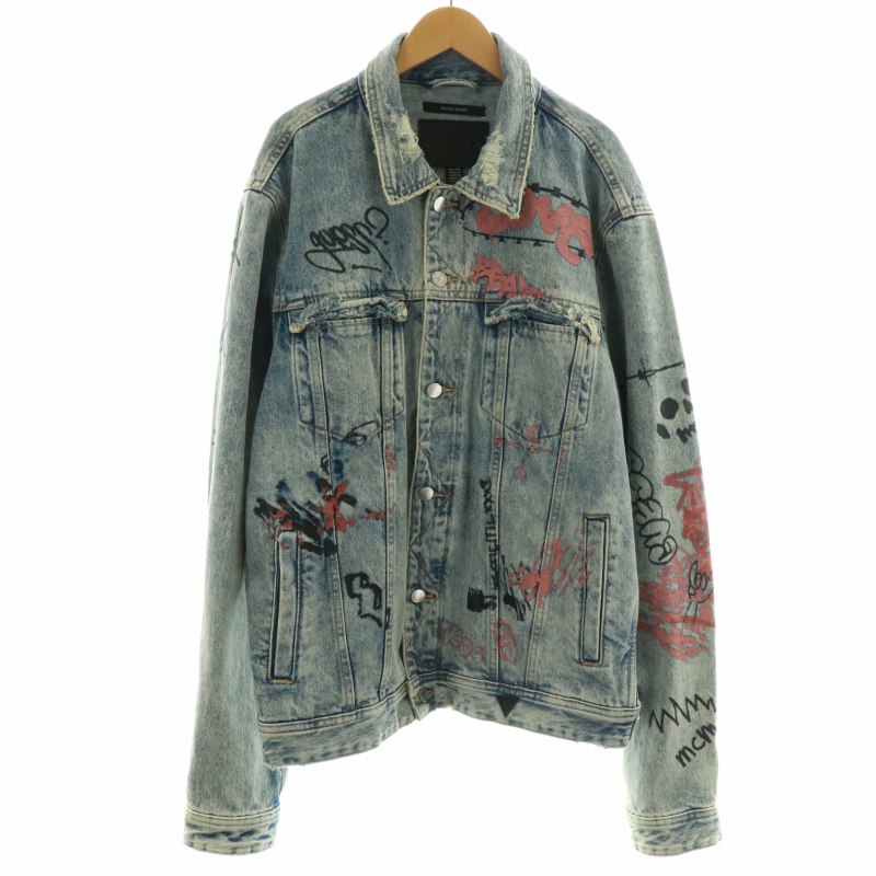 ゲス GUESS デニムジャケット Gジャン ジージャン ダメージ加工 総柄 