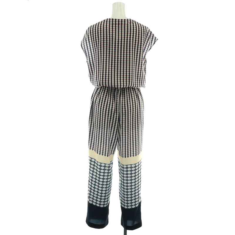 Sov. ダブスタ 22SS ジオメトリック柄コンビネゾン オールインワン 36 DOUBLE STANDARD CLOTHING Sov. / イレギュラーギャザーブルゾン