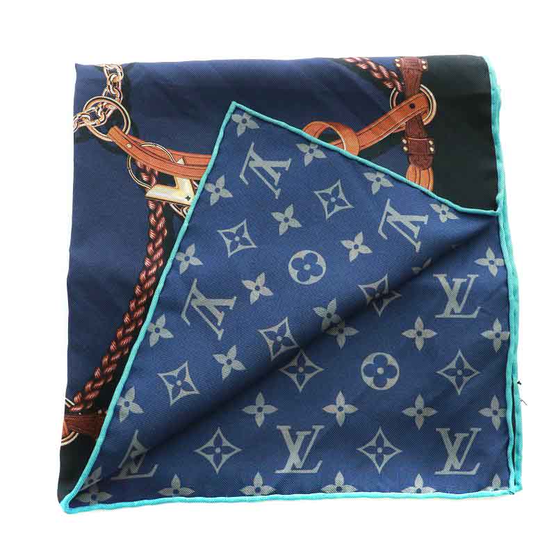 ルイヴィトン LOUIS VUITTON バンダナ スカーフ ブルー 残り少なく