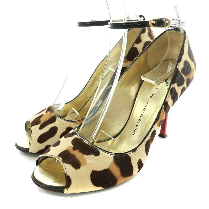 ジュゼッペザノッティデザインピンクベージュレースパンプス