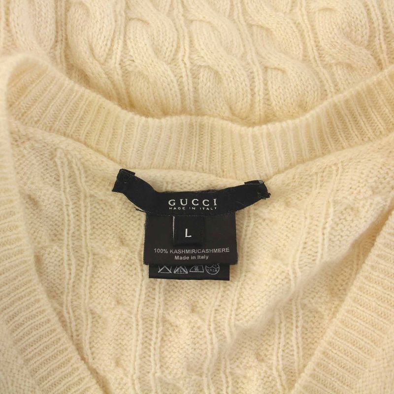 グッチ GUCCI セーター ケーブル編み ニット Vネック カシミヤ100  