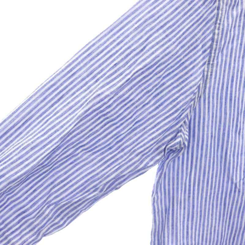 ポロ ラルフローレン ポニー刺繍 ストライプ リネンシャツ 長袖 羽織り ブルー ラルフローレン RALPH LAUREN シャツ 長袖 前開き ストライプ