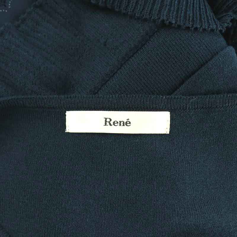 ルネ Rene ニットワンピース ひざ丈 ティアード フレア ノースリーブ 