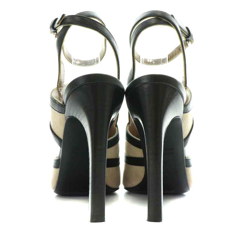 エルメス HERMES ラファエラ サンダル キャンバス レザー オープントゥ  