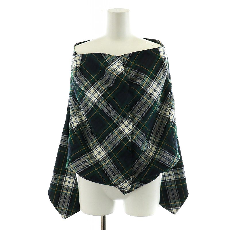 マディソンブルー MADISONBLUE 23AW DRAPED BOAT NECK PO TARTAN  