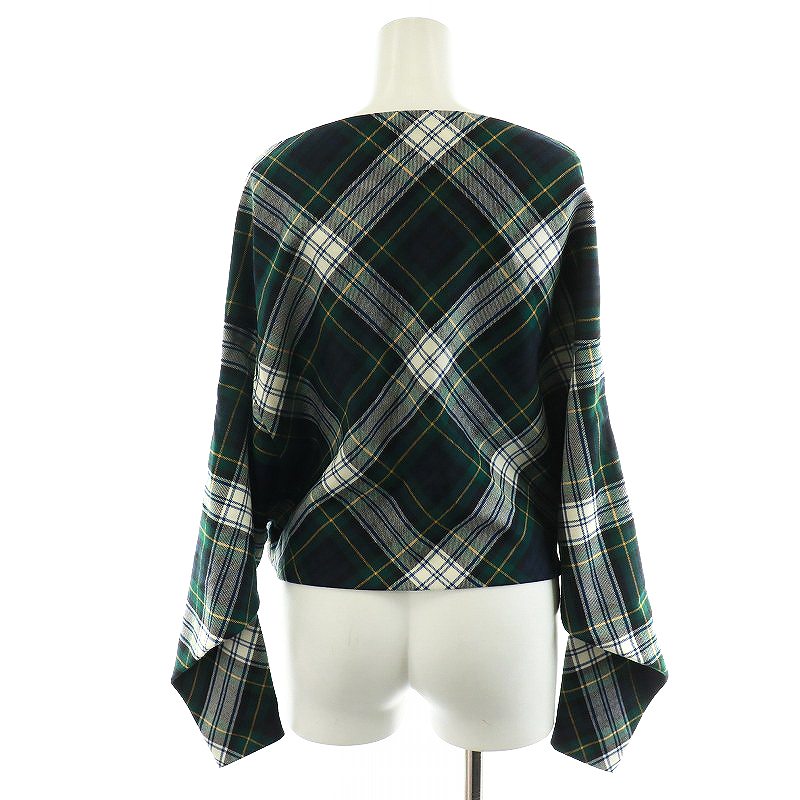 希少:マディソンブルーDRAPED BOAT NECK PO TARTAN