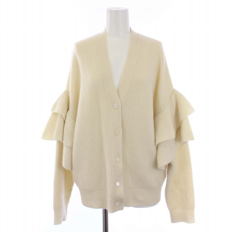 ドゥロワー Drawer 21W 7G畔編みVネックフリルカーディガン 長袖  