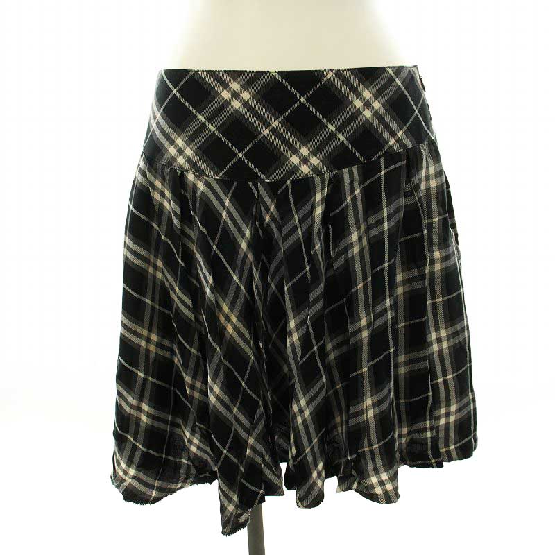 BURBERRY 黒 チェック柄スカート 38 36 ファッション BURBERRY BLUE