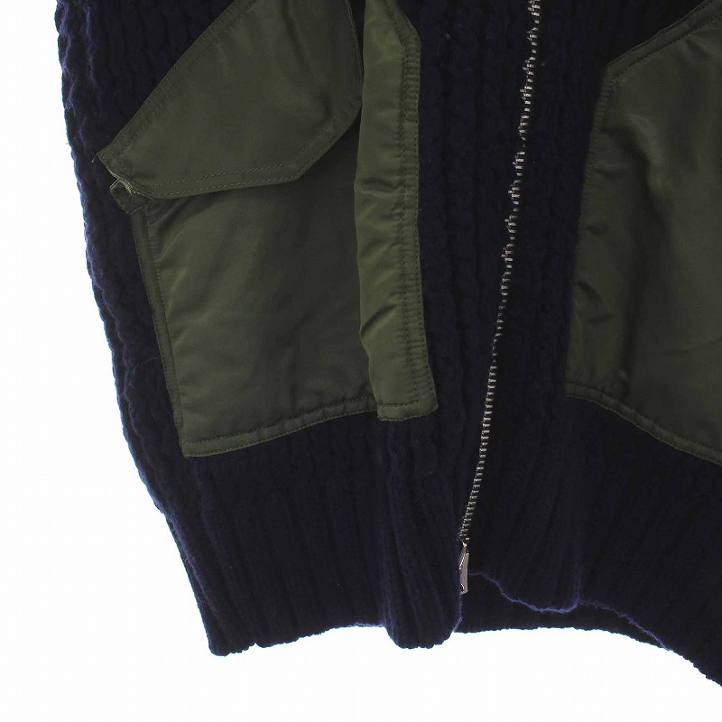サカイ sacai CABLE KNIT MA-1 JACKET 再構築 ケーブルニット 