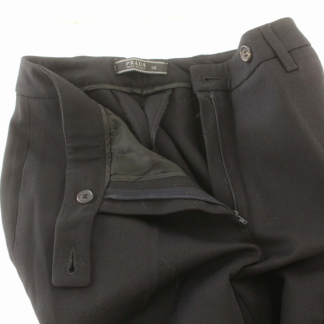 プラダ PRADA パンツ スラックス ウール混 38 M 黒 ブラック