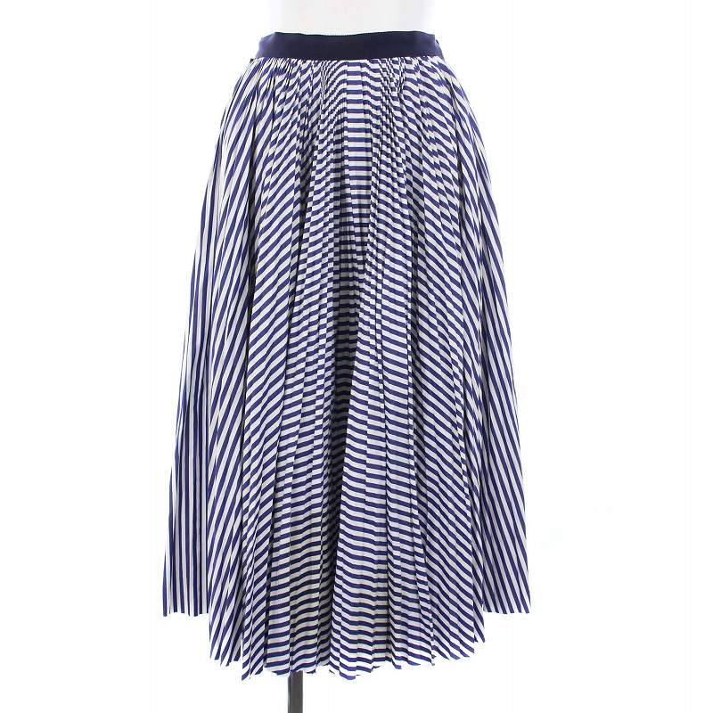 サカイ sacai プリーツスカート ロング ストライプ 1 S 青 白 ブルー  