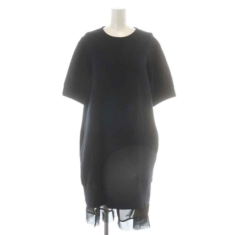 サカイ sacai ワンピース ひざ丈 レイヤード クルーネック 半袖  